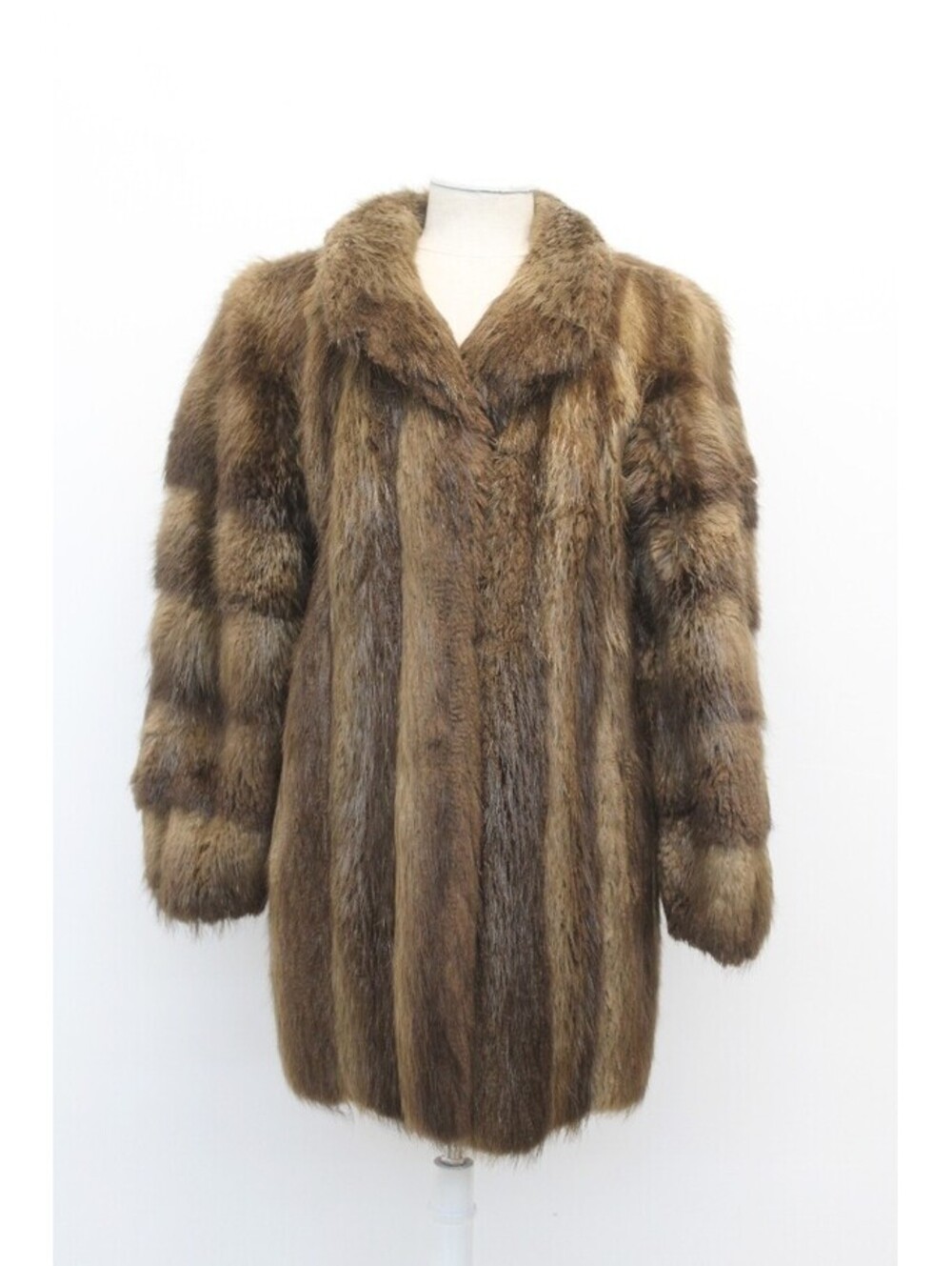MINT NATURAL CANADIAN LONG HAIRED BEAVER FUR JACKET COAT WOMEN WOMAN SIZE 6 S